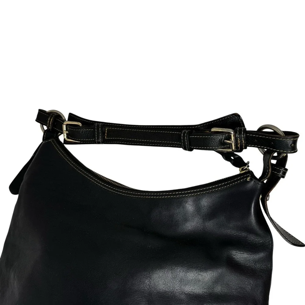 Dooney And Bourke Florentine Black Leather Bag Lucy Hobo Handbag